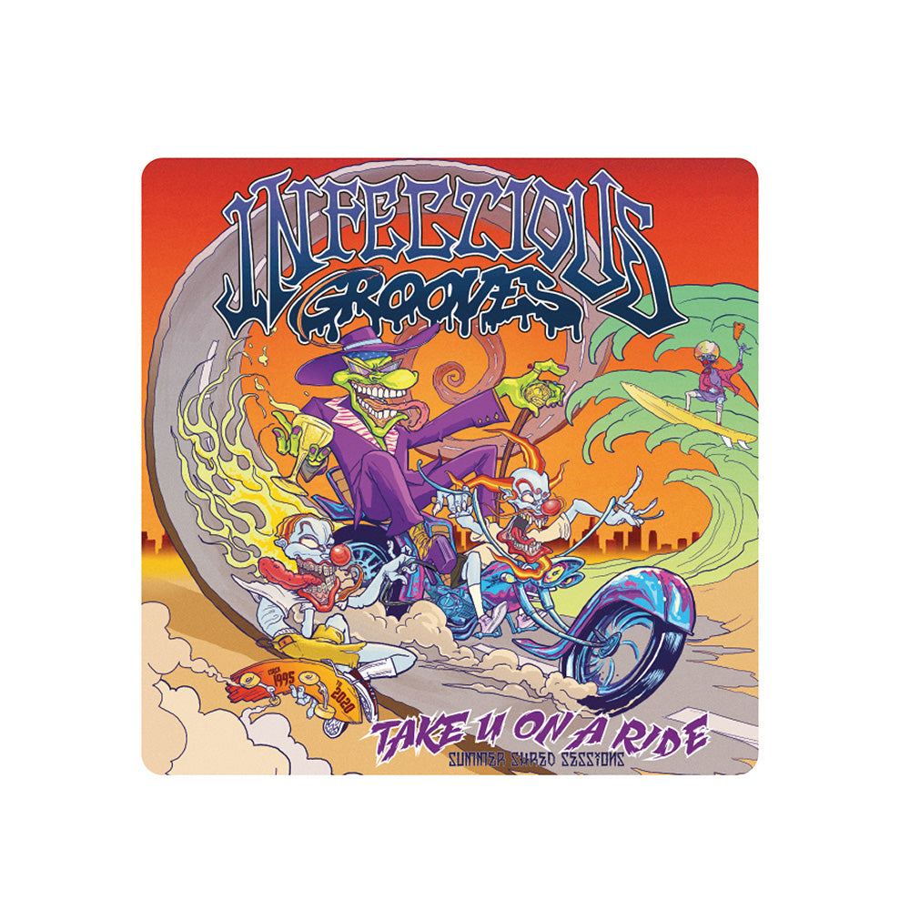 Infectious Grooves Take You On A Ride Sticker