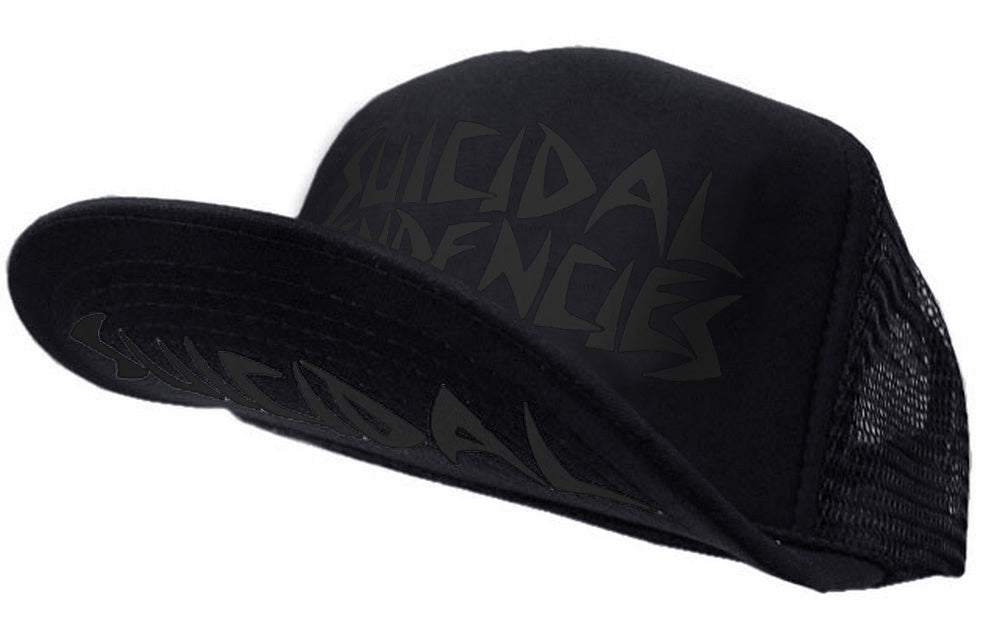 OG Flip Hat Impression noire sur chapeau noir + autocollant